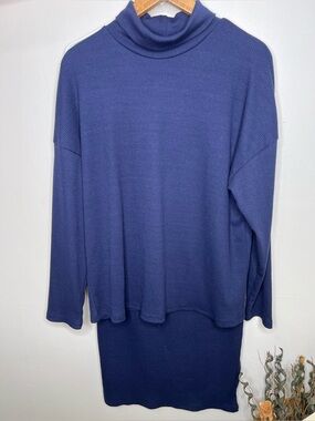 Prettygarden RIbbed Long Sleeve Mock Turtleneck and Pencil Skirt Set